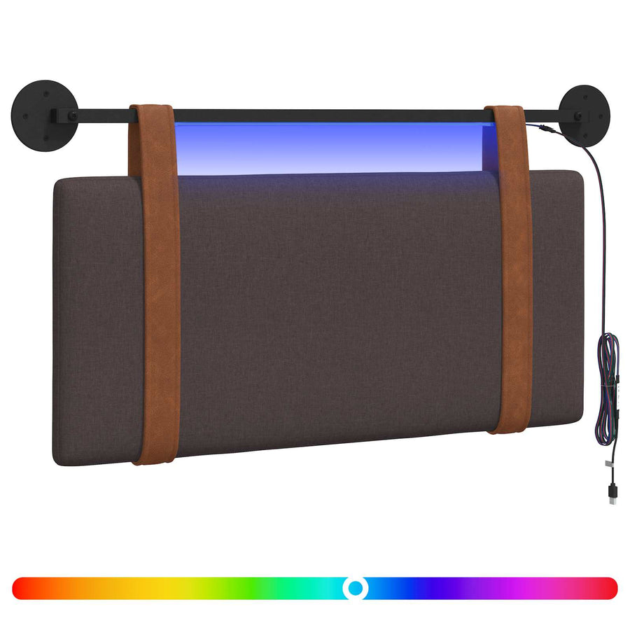 Hangend hoofdbord Met LED-verlichting Donkerbruin Antiek PU