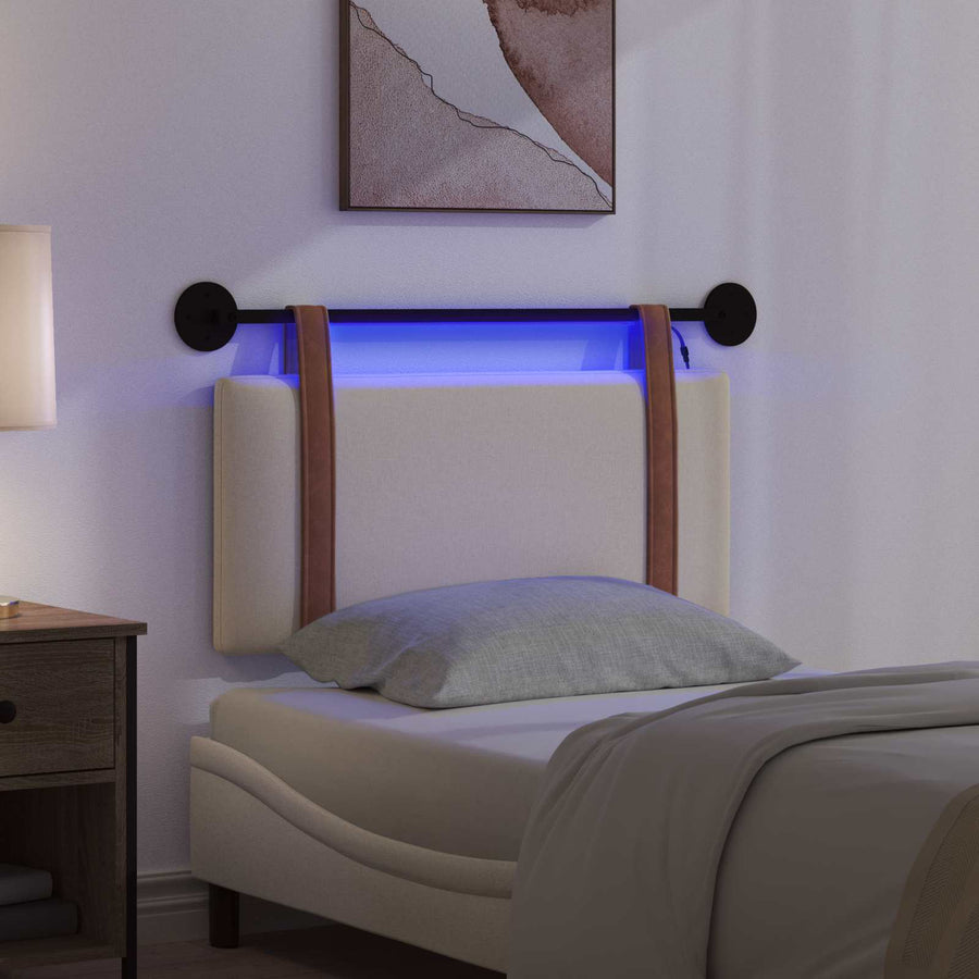 Hangend hoofdbord Met LED-verlichting Crèmekleurig Antiek PU