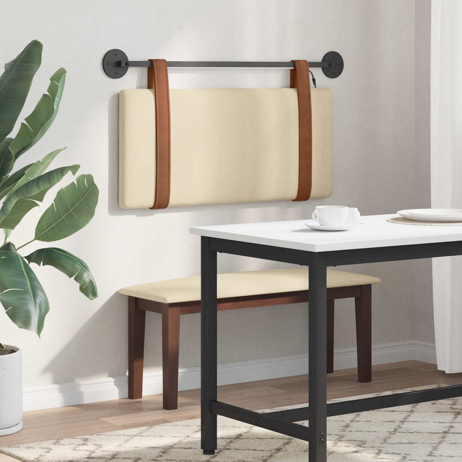 Hangend hoofdbord Met LED-verlichting Crèmekleurig Antiek PU