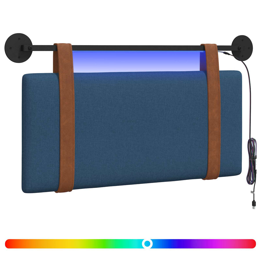 Hangend hoofdbord Met LED-verlichting Blauw Antiek PU