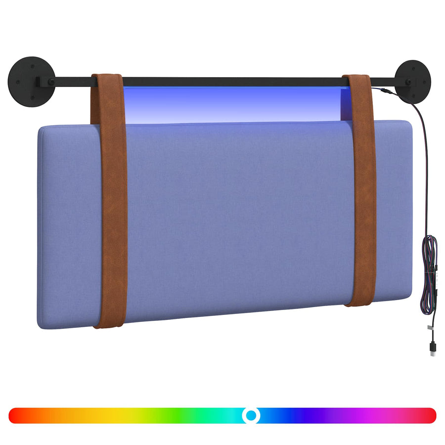 Hangend hoofdbord Met LED-verlichting Jeans Blauw Antiek PU