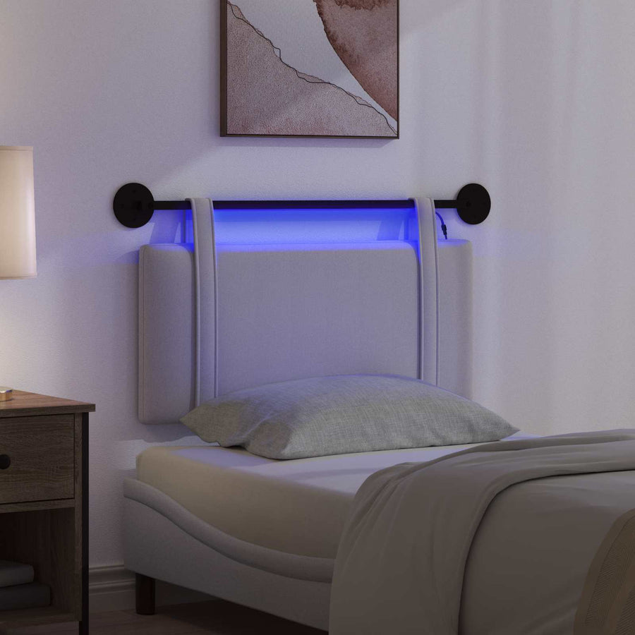 Hangend hoofdbord Met LED-verlichting Wolkengrijs Stof