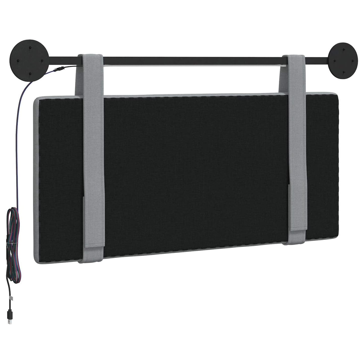 Hangend hoofdbord Met LED-verlichting Lichtgrijs Stof