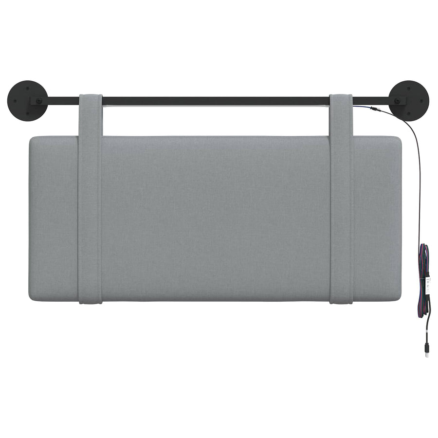 Hangend hoofdbord Met LED-verlichting Lichtgrijs Stof