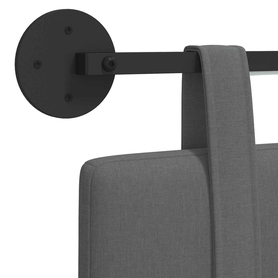 Hangend hoofdbord Met LED-verlichting Donkergrijs Stof
