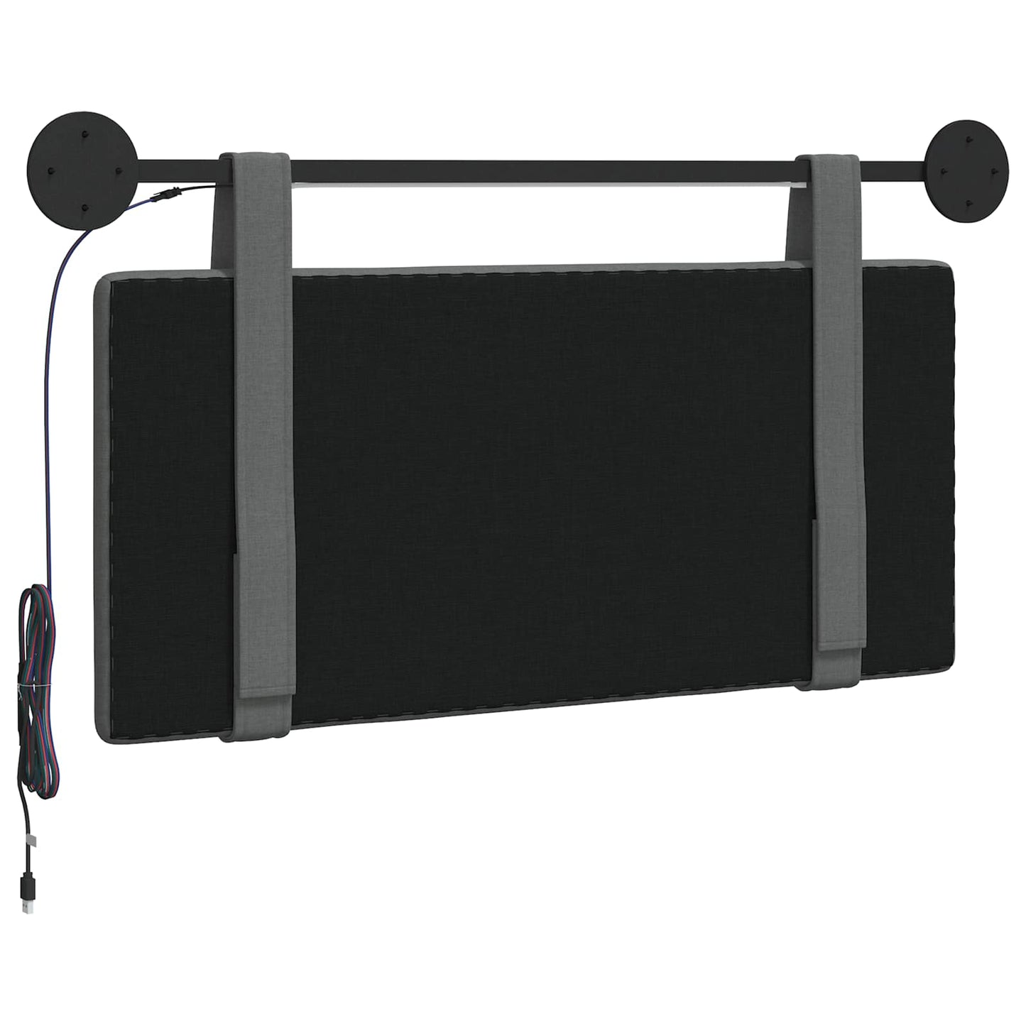Hangend hoofdbord Met LED-verlichting Donkergrijs Stof