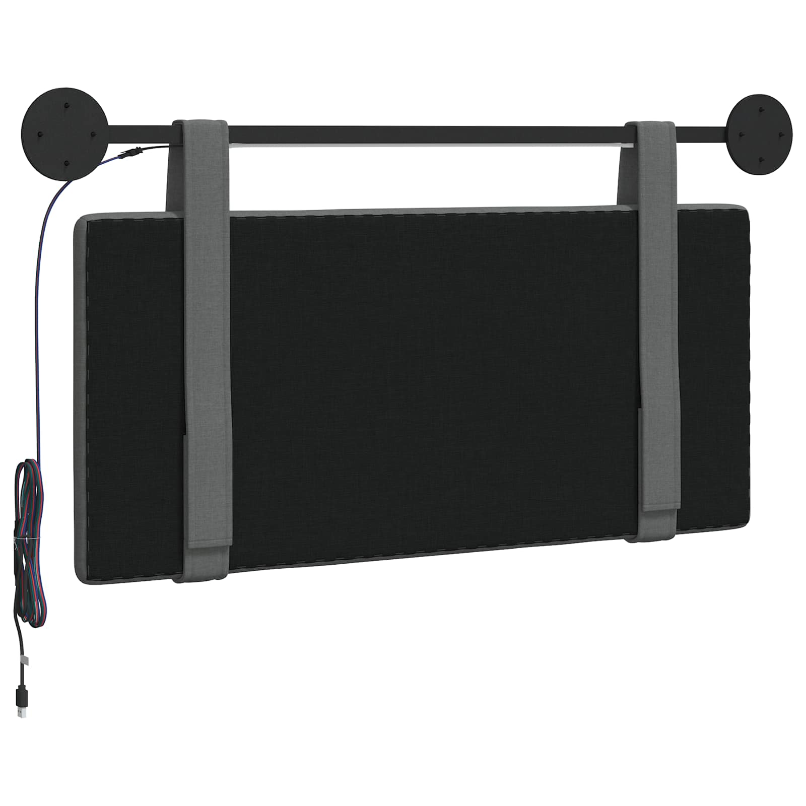 Hangend hoofdbord Met LED-verlichting Donkergrijs Stof