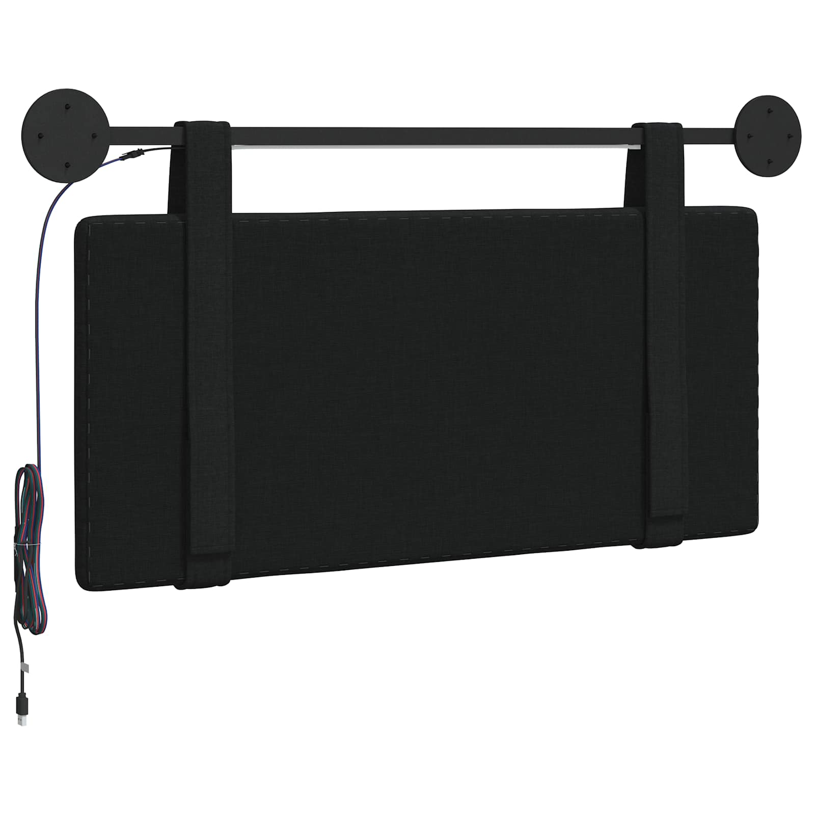 Hangend hoofdbord Met LED-verlichting Zwart Stof