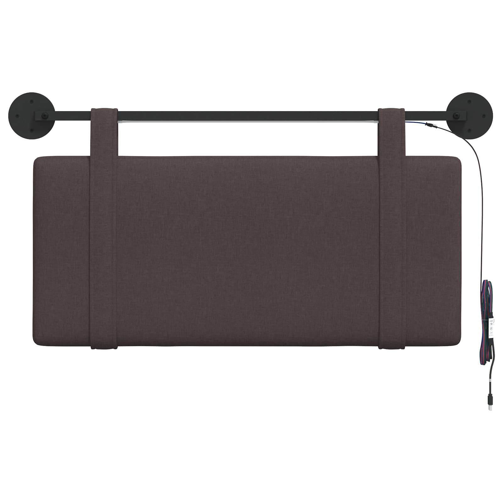 Hangend hoofdbord Met LED-verlichting Donkerbruin Stof