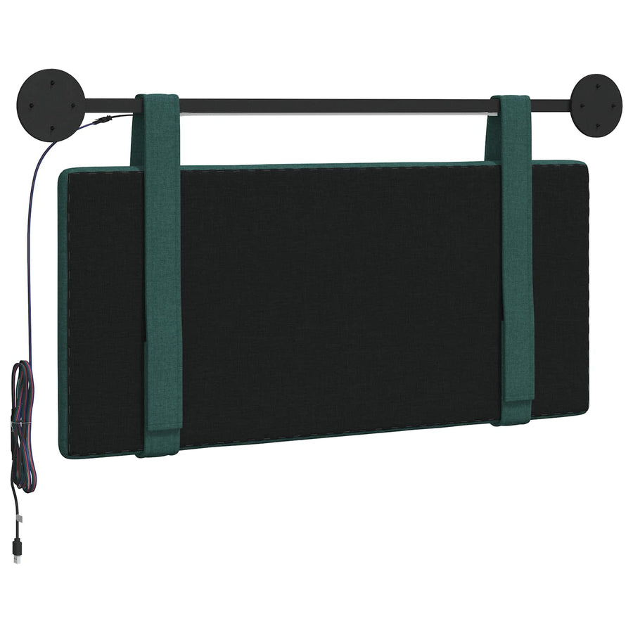 Hangend hoofdbord Met LED-verlichting Donkergroen Stof