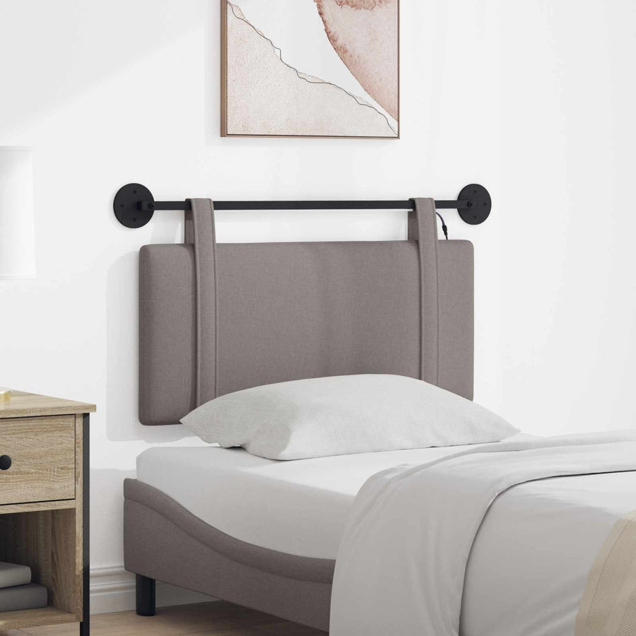Hangend hoofdbord Met LED-verlichting Taupe Stof