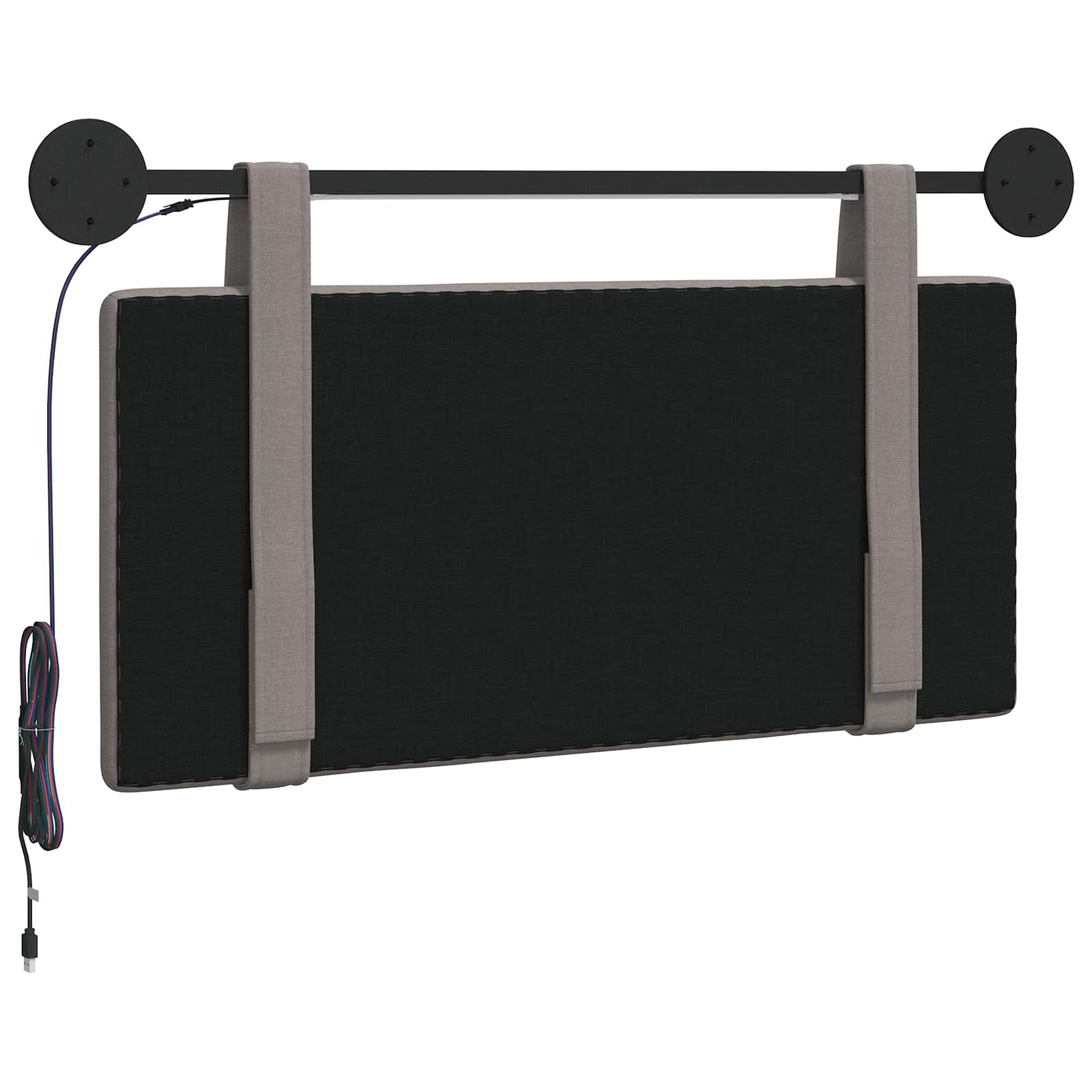 Hangend hoofdbord Met LED-verlichting Taupe Stof