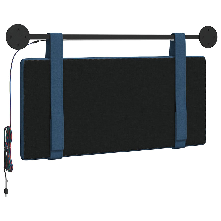 Hangend hoofdbord Met LED-verlichting Blauw Stof