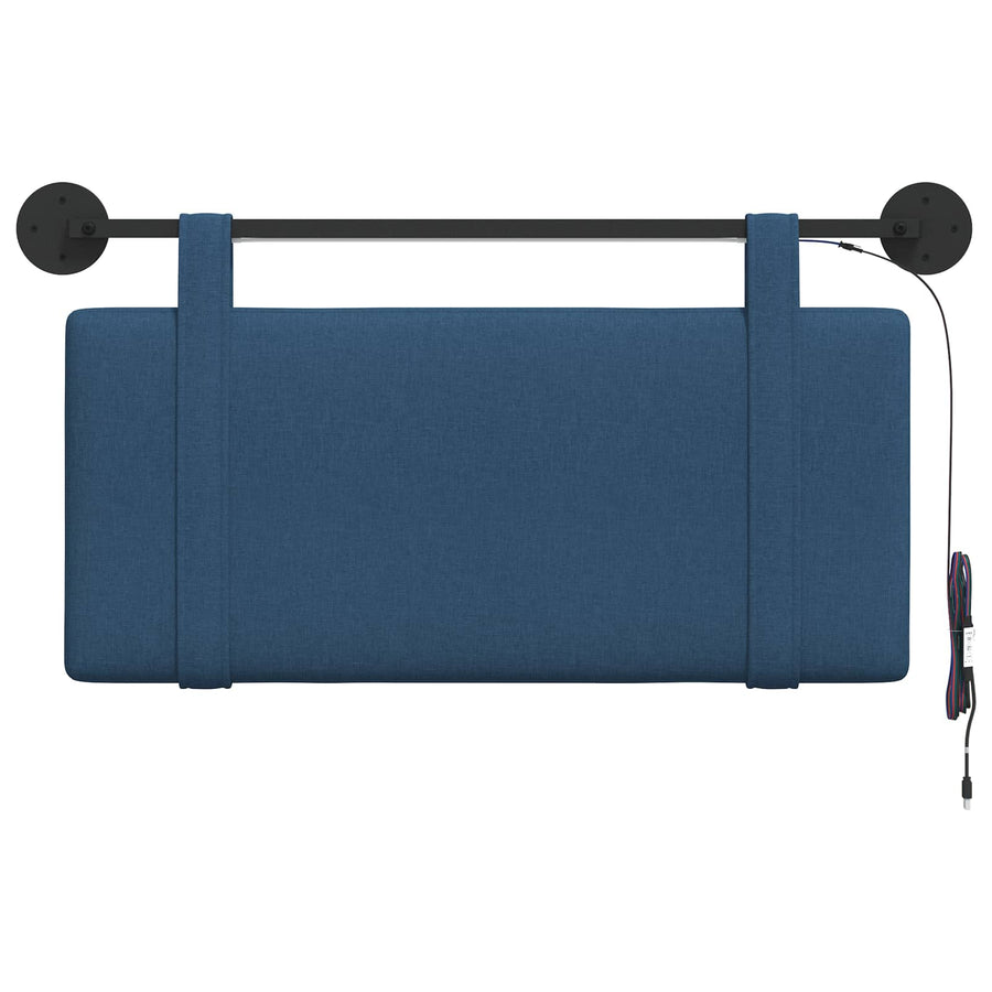 Hangend hoofdbord Met LED-verlichting Blauw Stof