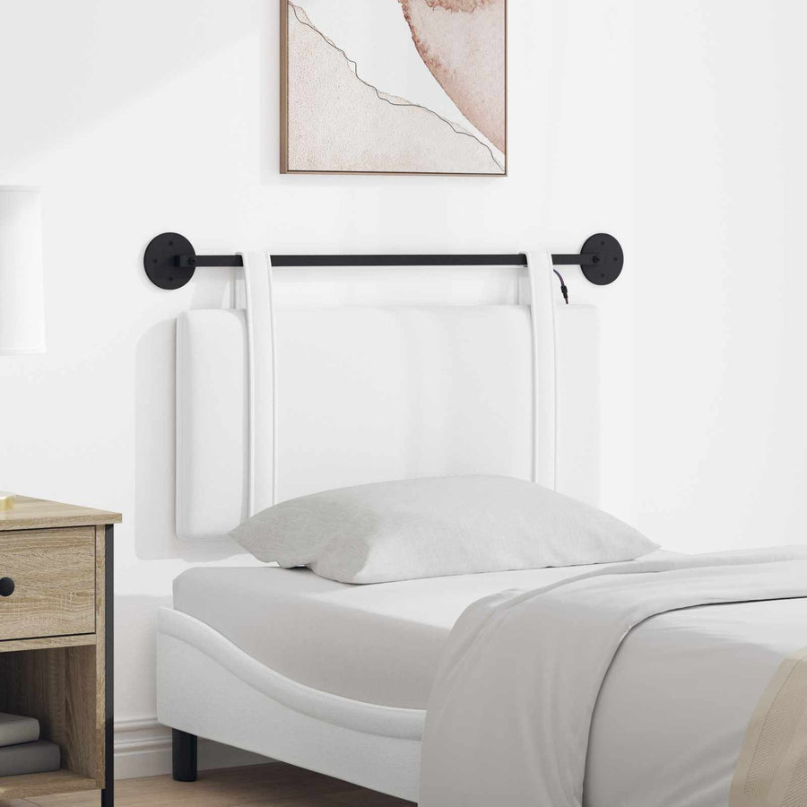 Hangend hoofdbord Met LED-verlichting Wit Stof