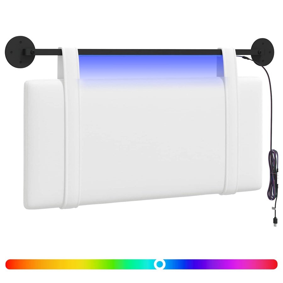Hangend hoofdbord Met LED-verlichting Wit Stof