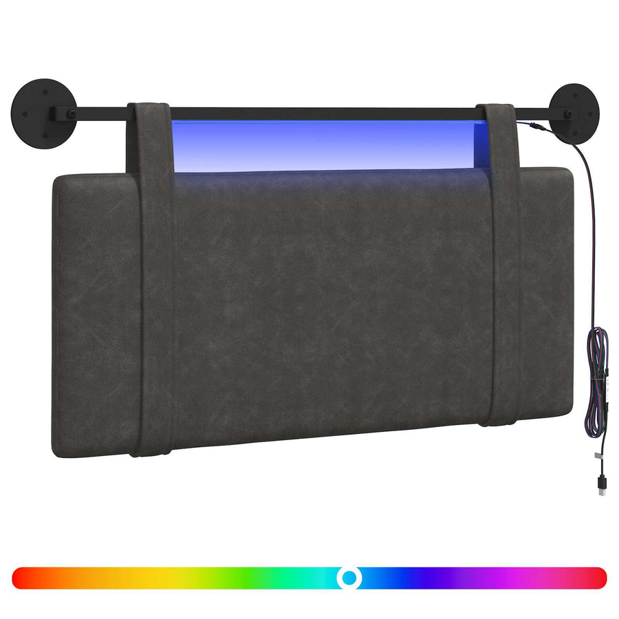 Hangend hoofdbord Met LED-verlichting Zwart Antiek PU