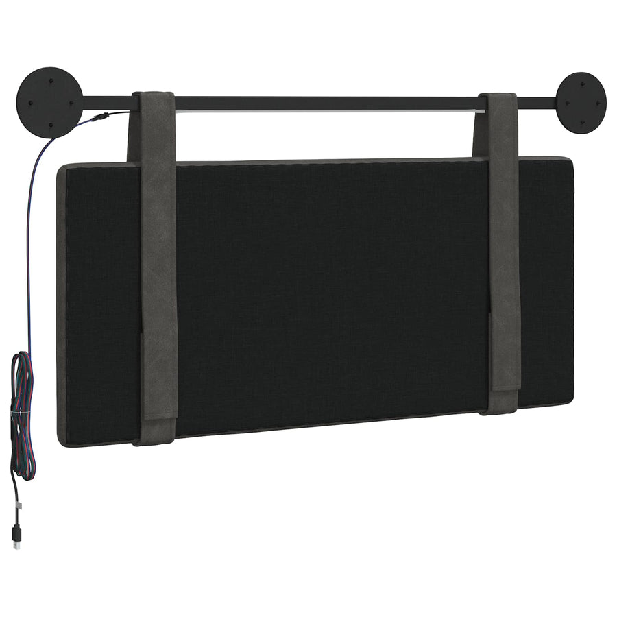 Hangend hoofdbord Met LED-verlichting Zwart Antiek PU