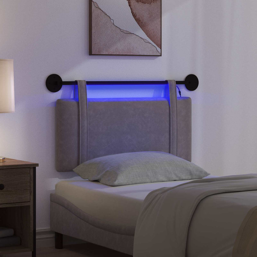 Hangend hoofdbord Met LED-verlichting Grijs Antiek PU
