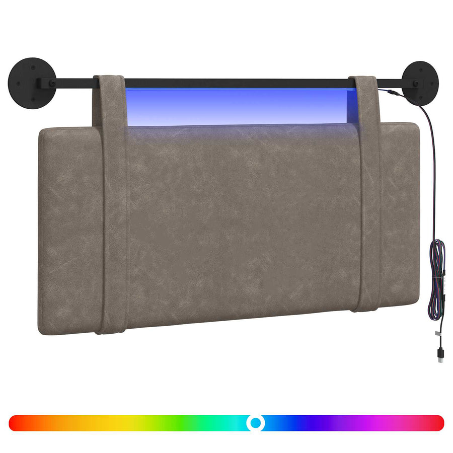Hangend hoofdbord Met LED-verlichting Grijs Antiek PU