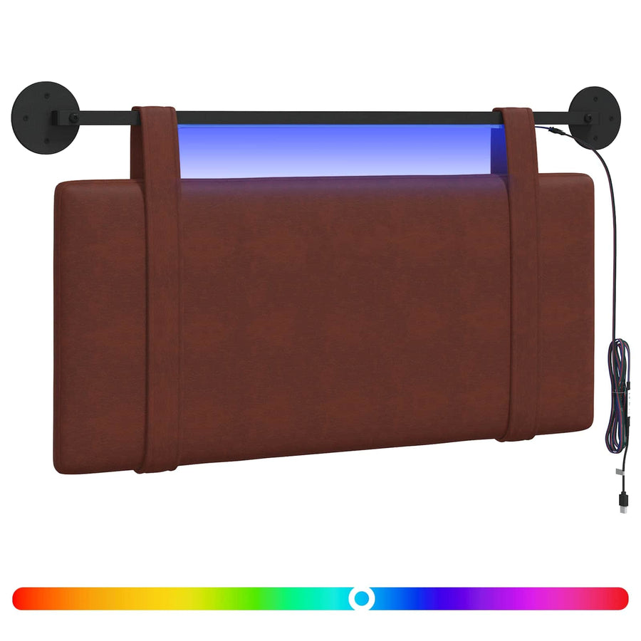 Hangend hoofdbord Met LED-verlichting Glanzend Bruin Antiek PU