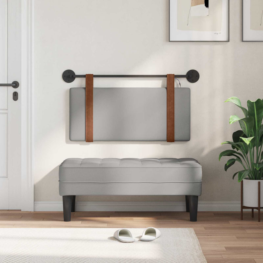 Hangend hoofdbord Met LED-verlichting Wolkengrijs Antiek PU