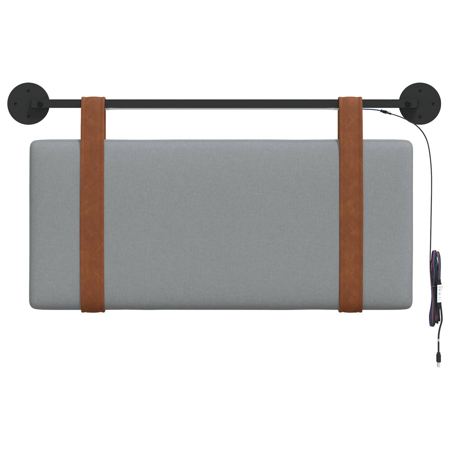 Hangend hoofdbord Met LED-verlichting Lichtgrijs Antiek PU