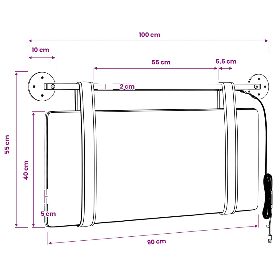 Hangend hoofdbord Met LED-verlichting Lichtgrijs Antiek PU