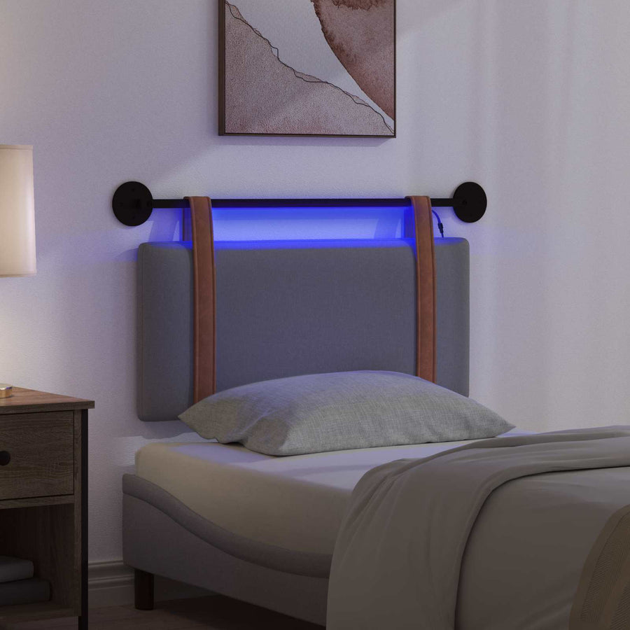 Hangend hoofdbord Met LED-verlichting Donkergrijs Antiek PU