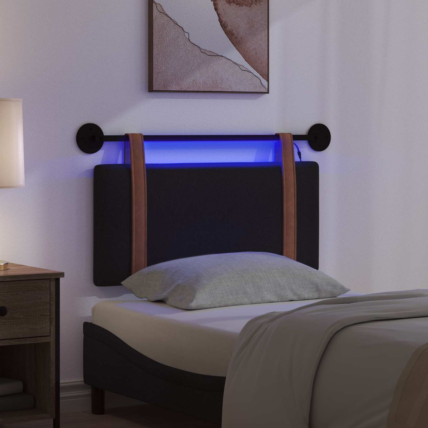 Hangend hoofdbord Met LED-verlichting Zwart Antiek PU