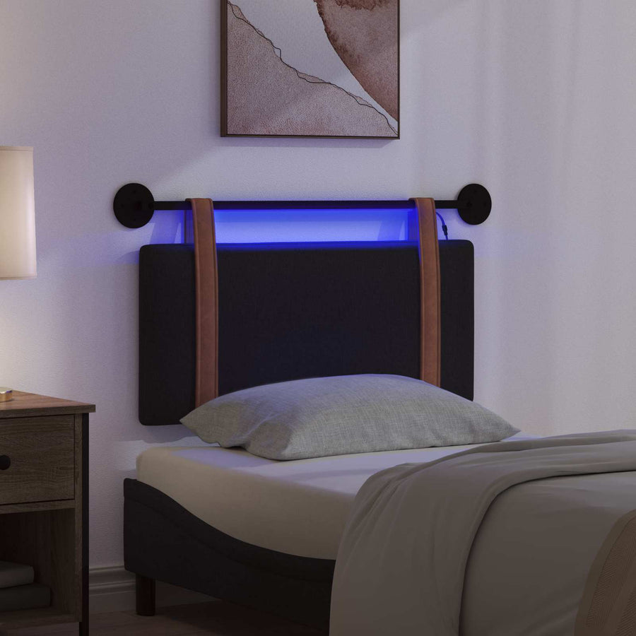 Hangend hoofdbord Met LED-verlichting Zwart Antiek PU