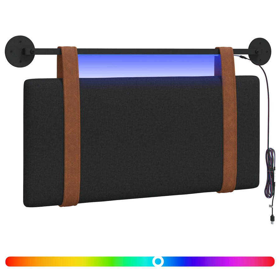 Hangend hoofdbord Met LED-verlichting Zwart Antiek PU