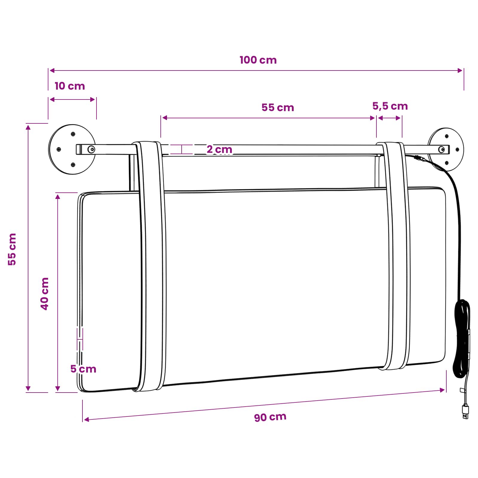 Hangend hoofdbord Met LED-verlichting Donkerbruin Antiek PU