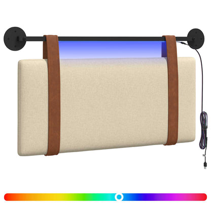 Hangend hoofdbord Met LED-verlichting Crèmekleurig Antiek PU