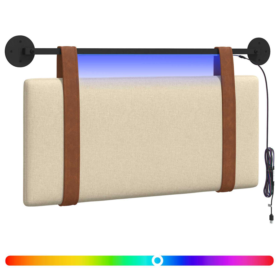 Hangend hoofdbord Met LED-verlichting Crèmekleurig Antiek PU