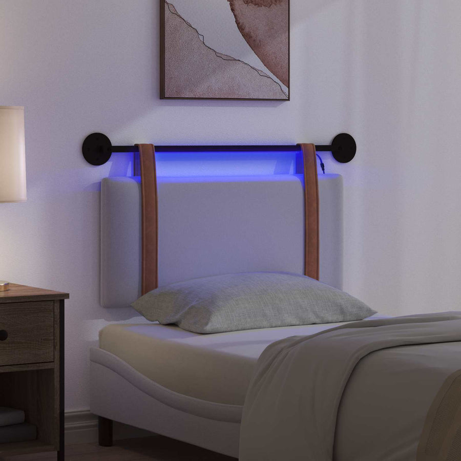 Hangend hoofdbord Met LED-verlichting Wit Antiek PU