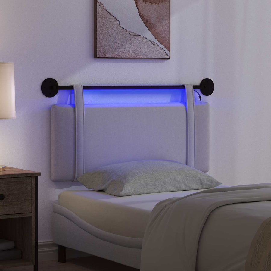 Hangend hoofdbord Met LED-verlichting Wolkengrijs Stof