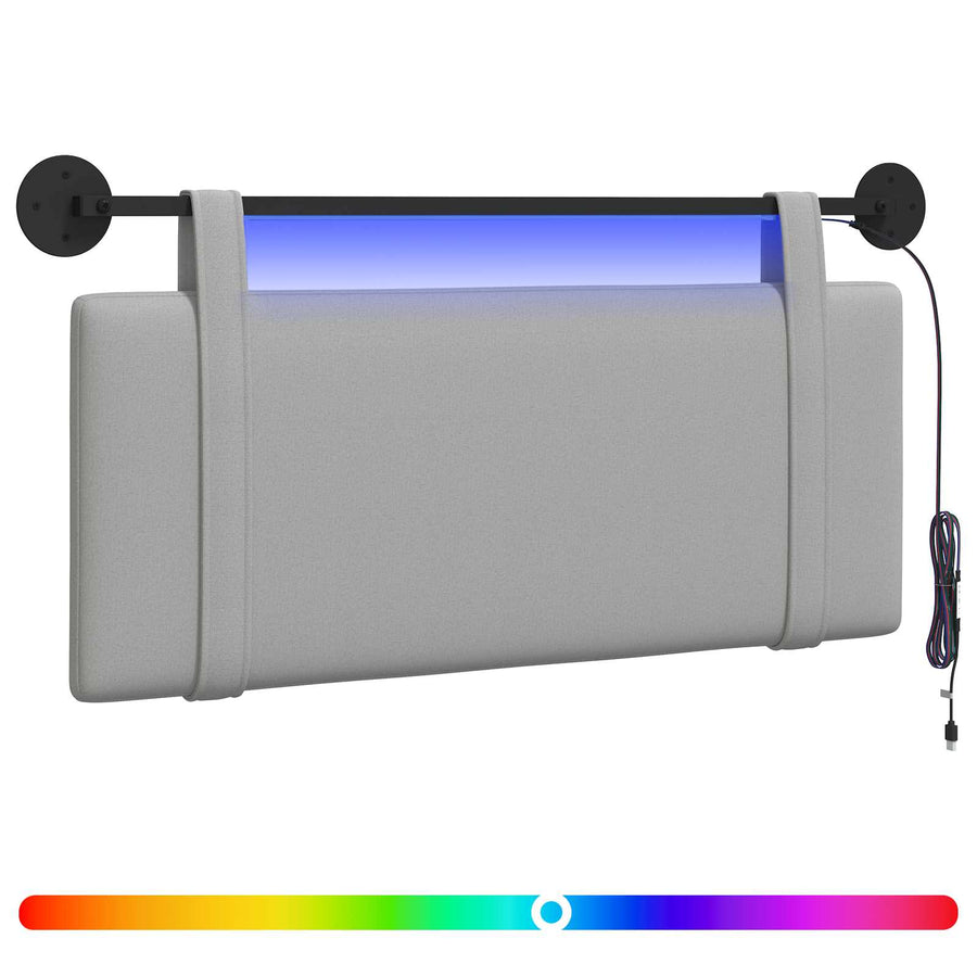 Hangend hoofdbord Met LED-verlichting Wolkengrijs Stof