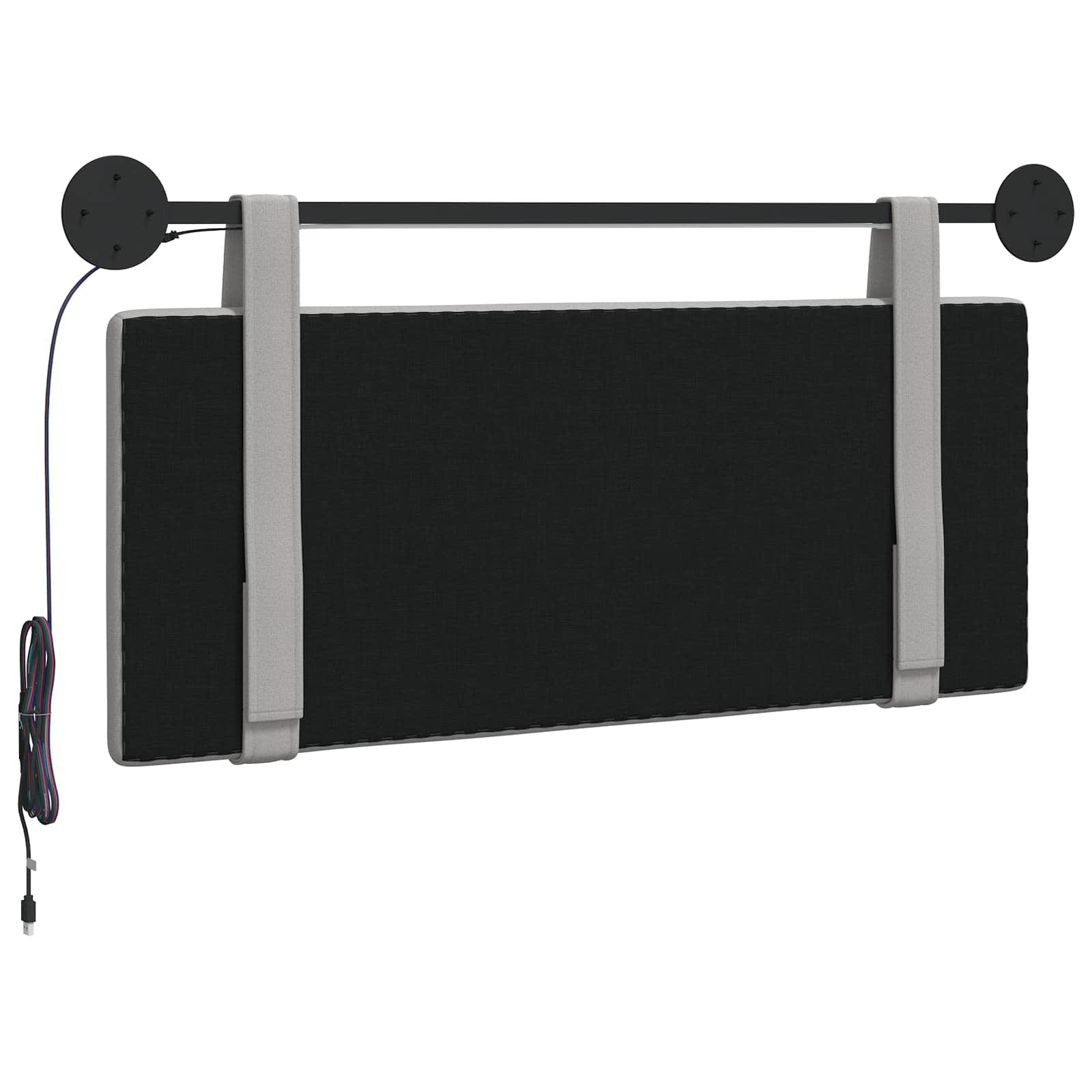 Hangend hoofdbord Met LED-verlichting Wolkengrijs Stof