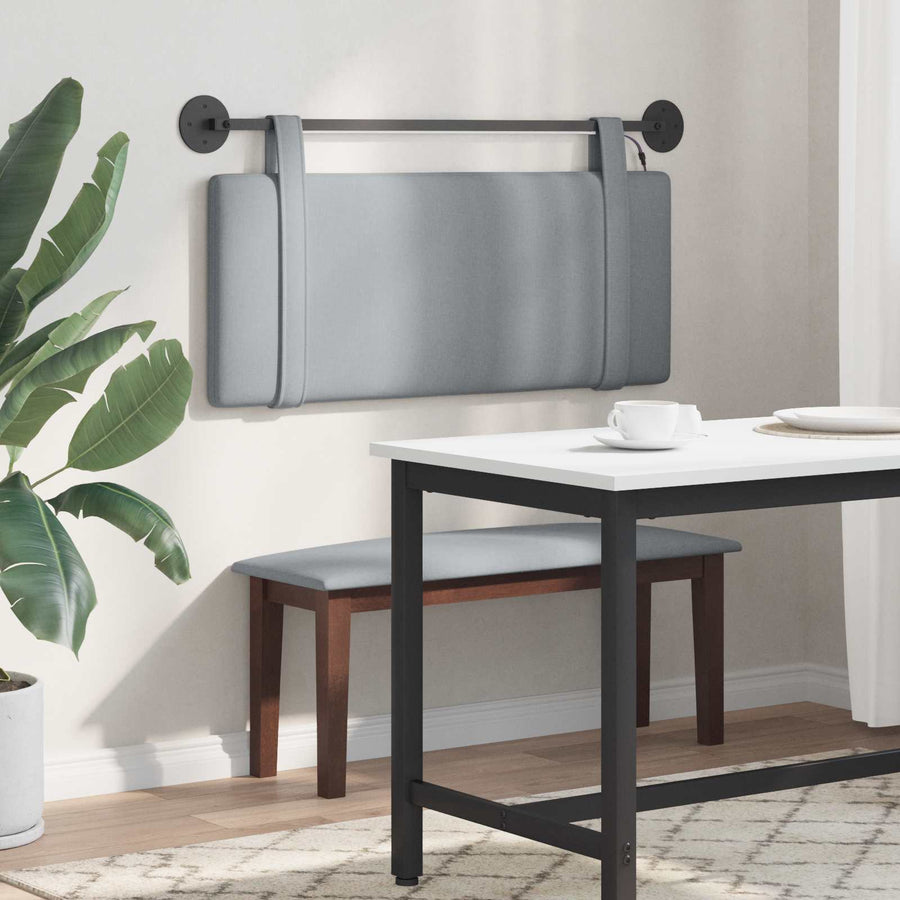 Hangend hoofdbord Met LED-verlichting Lichtgrijs Stof