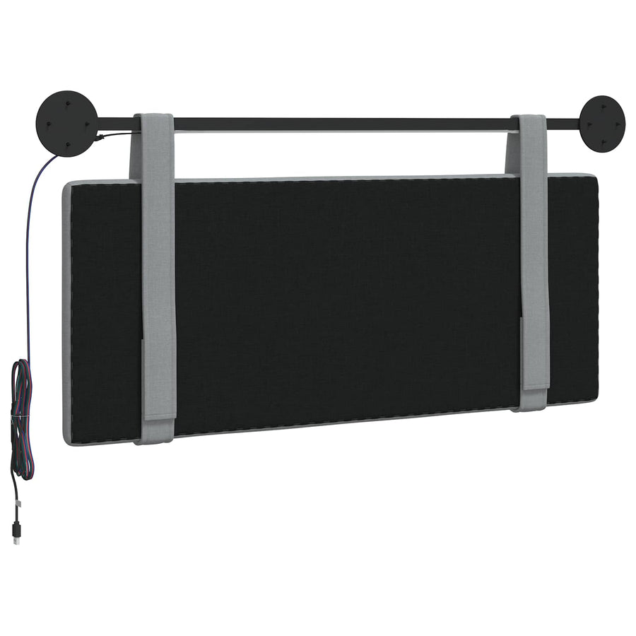 Hangend hoofdbord Met LED-verlichting Lichtgrijs Stof