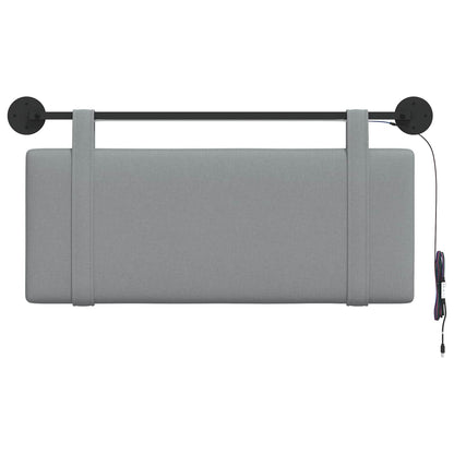 Hangend hoofdbord Met LED-verlichting Lichtgrijs Stof