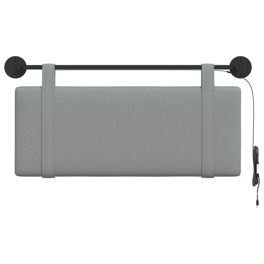 Hangend hoofdbord Met LED-verlichting Lichtgrijs Stof