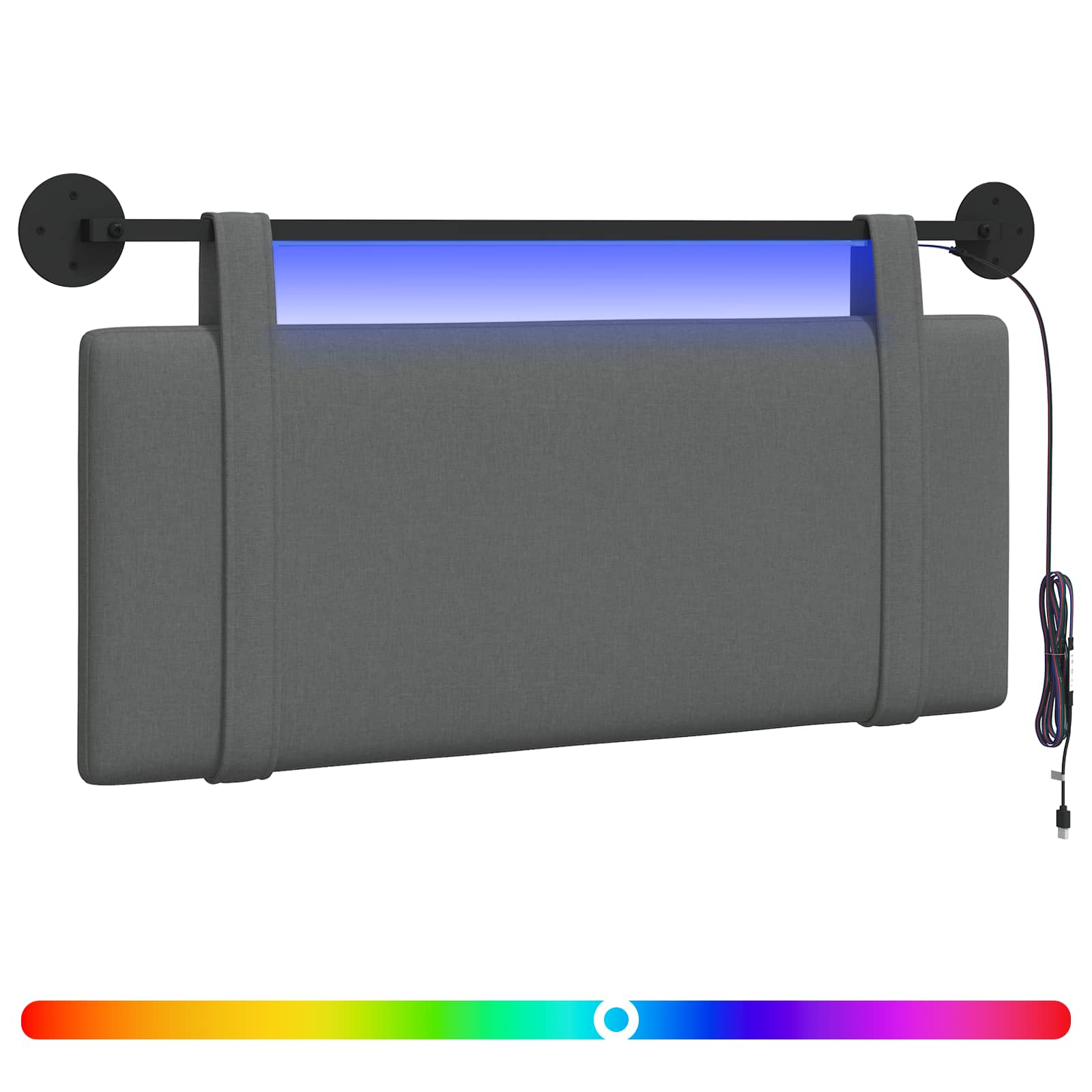 Hangend hoofdbord Met LED-verlichting Donkergrijs Stof
