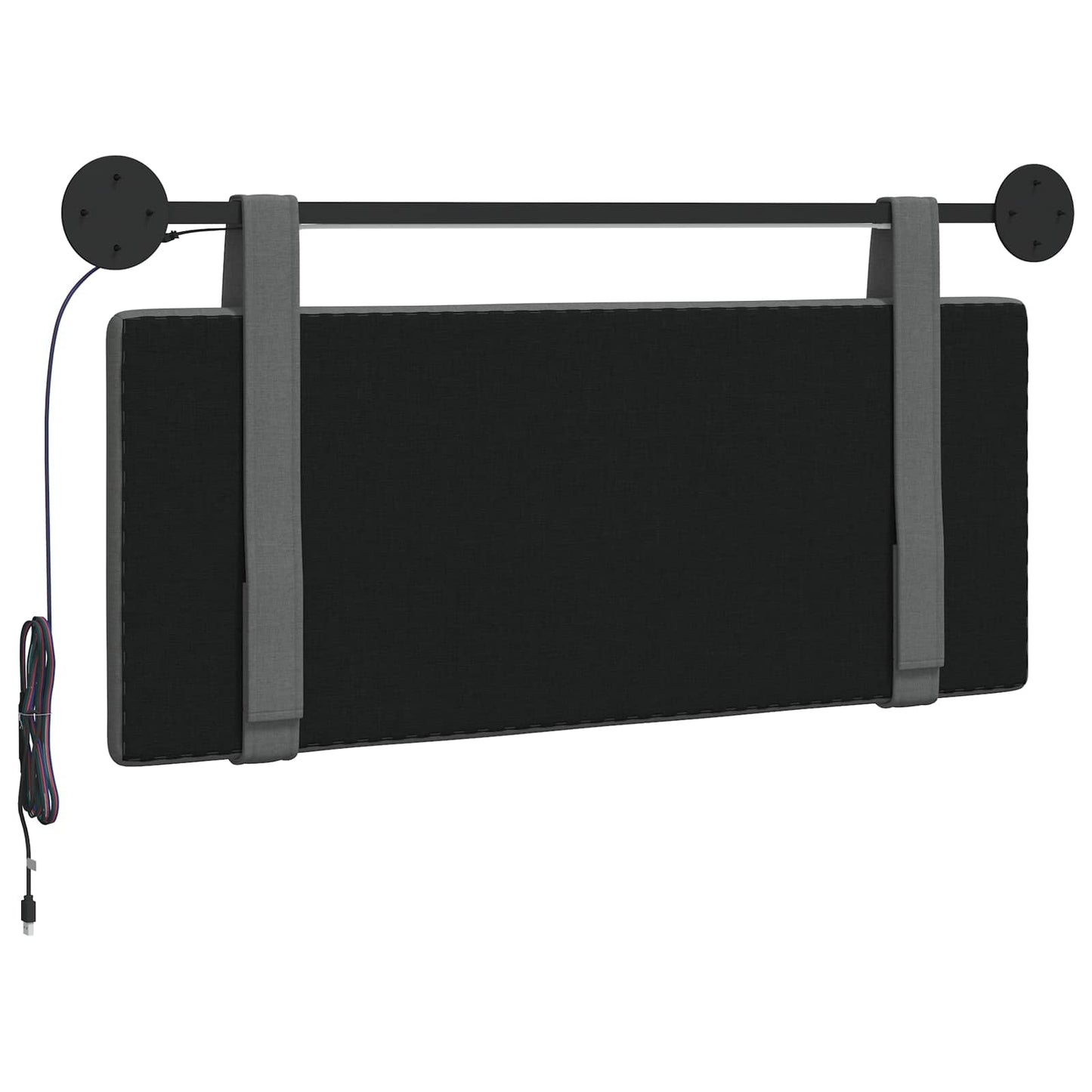 Hangend hoofdbord Met LED-verlichting Donkergrijs Stof