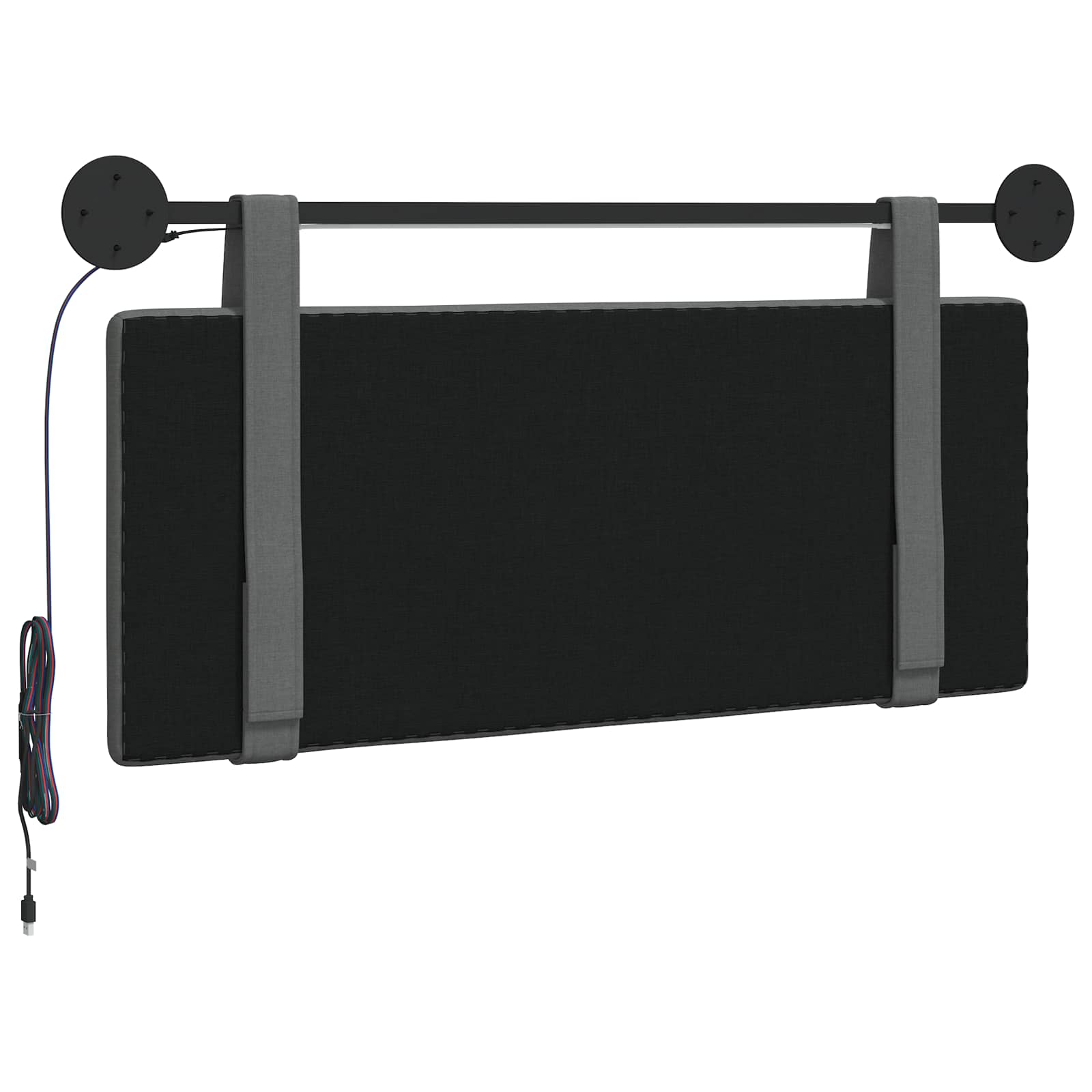 Hangend hoofdbord Met LED-verlichting Donkergrijs Stof