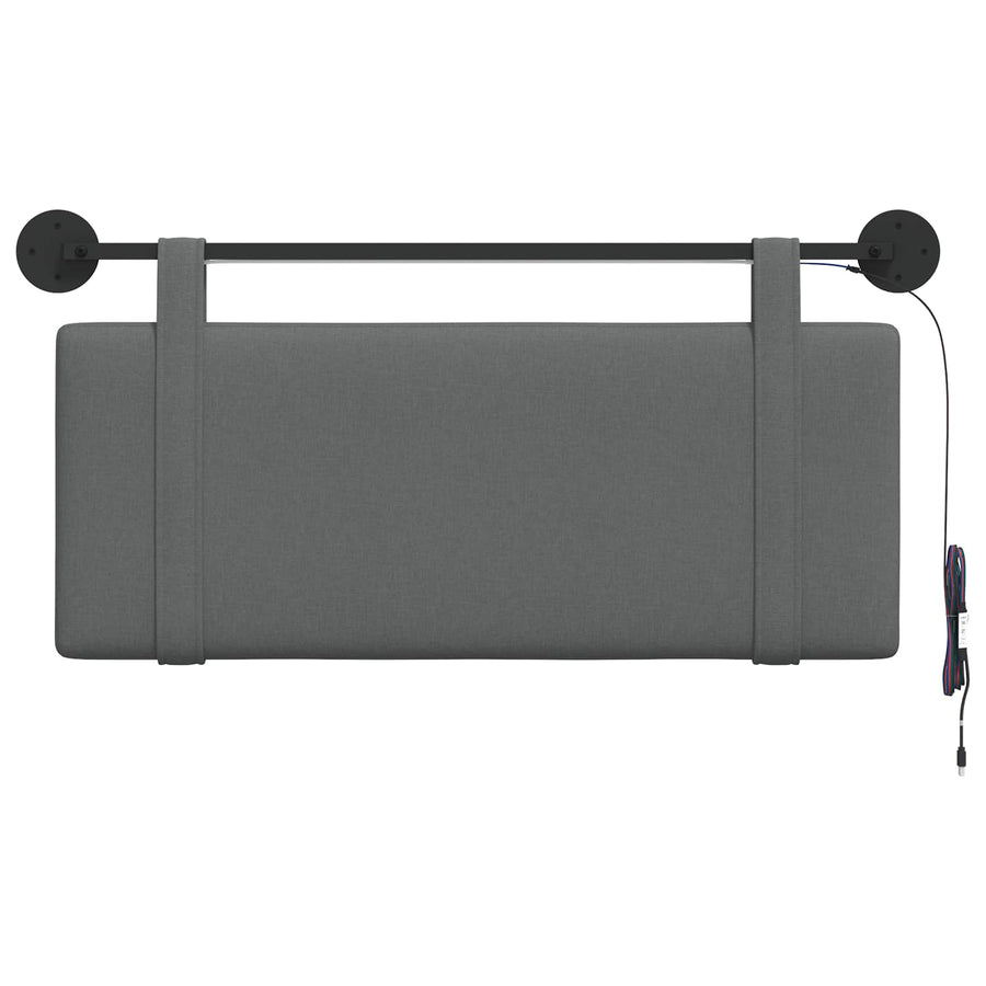 Hangend hoofdbord Met LED-verlichting Donkergrijs Stof