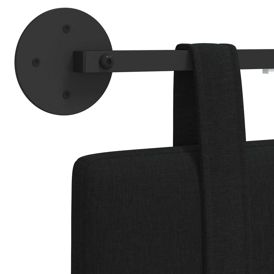 Hangend hoofdbord Met LED-verlichting Zwart Stof