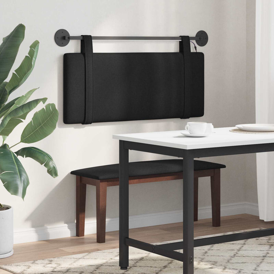 Hangend hoofdbord Met LED-verlichting Zwart Stof