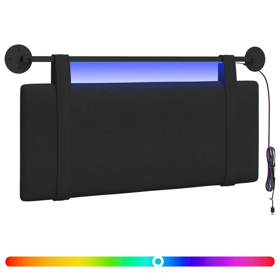 Hangend hoofdbord Met LED-verlichting Zwart Stof